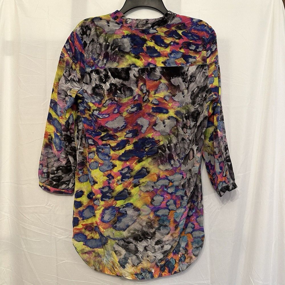 Amanda Uprichard Size Small Multicolor Print Silk 3/4‎ Sleeve Blouse Top - Picture 3 of 5